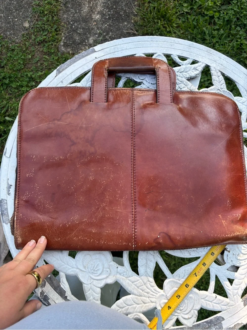 Vintage Beretta Brown Leather Zippered Portfolio Briefcase Document Case